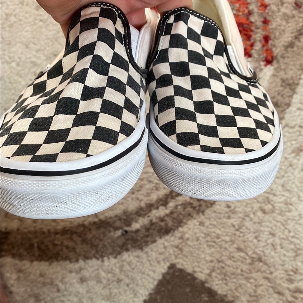 Vans Black and White Checkerboard Slip-On Sneakers Size 5 - Picture 6 of 7